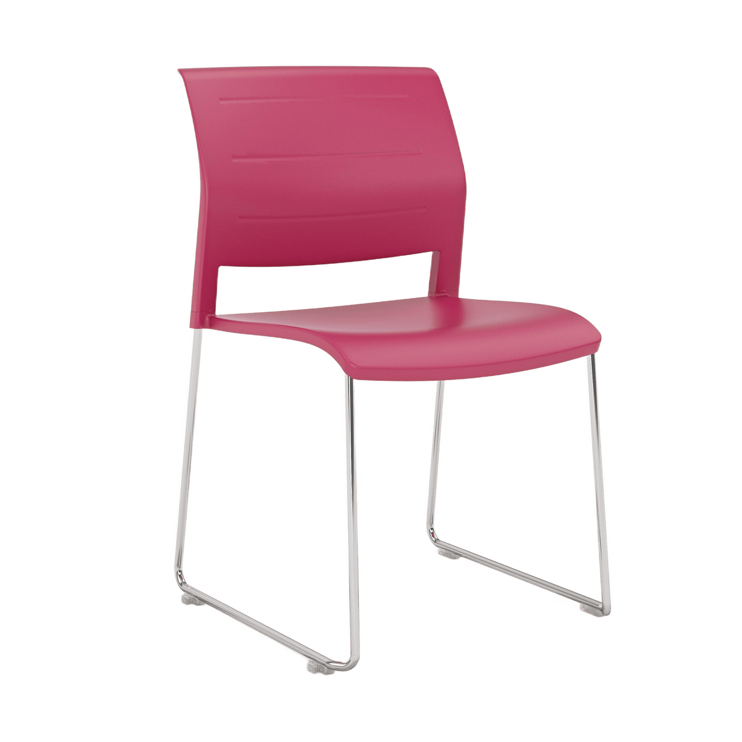 Game Chair Full Moulded Plastic Seat & Back Sled Base Red Silver - Office Furniture Company