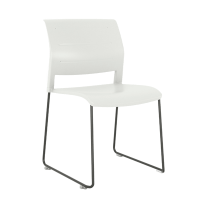 Game Chair Full Moulded Plastic Seat & Back Sled Base White Black - Office Furniture Company
