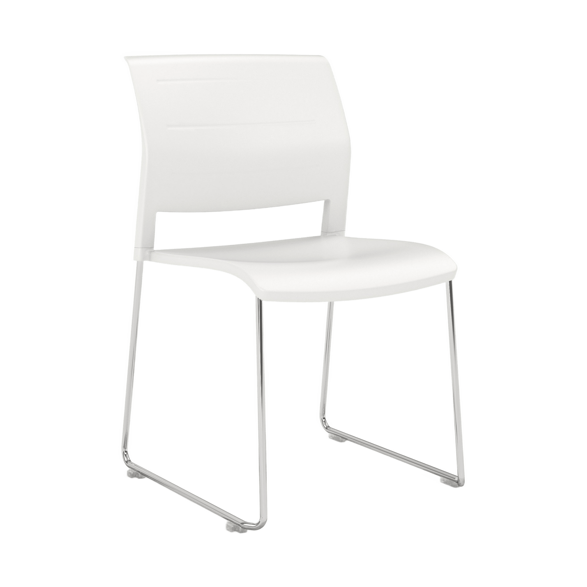 Game Chair Full Moulded Plastic Seat & Back Sled Base White Silver - Office Furniture Company