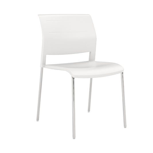 Game Chair Full Moulded Plastic Seat & Back Sled Base White Silver - Office Furniture Company