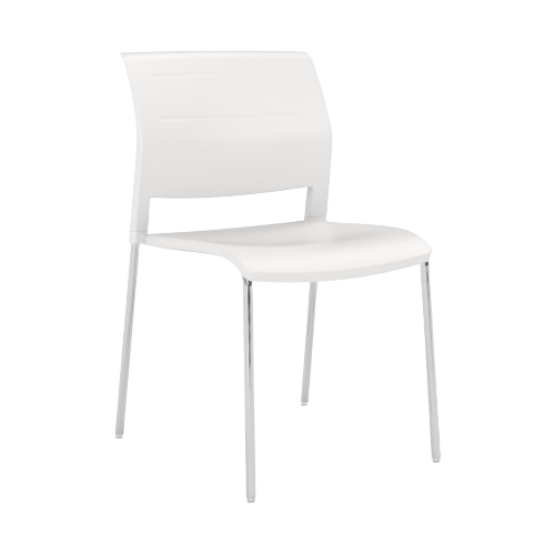 Game Chair Full Plastic Seat & Back 4 Leg Base White Plastic (Game) White Metal Base