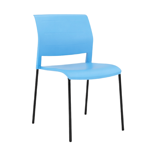 Game Chair Full Plastic Seat & Back 4 Leg Base Blue Aqua Plastic (Game) Black Metal Base
