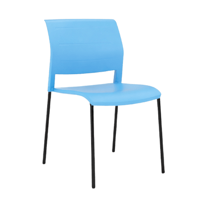 Game Chair Full Plastic Seat & Back 4 Leg Base Blue Aqua Plastic (Game) Black Metal Base
