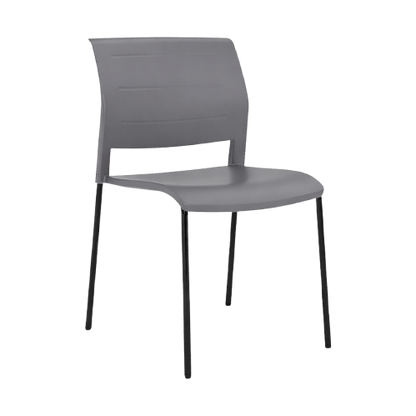 Game Chair Full Plastic Seat & Back 4 Leg Base Grey Charcoal Plastic (Game) Black Metal Base