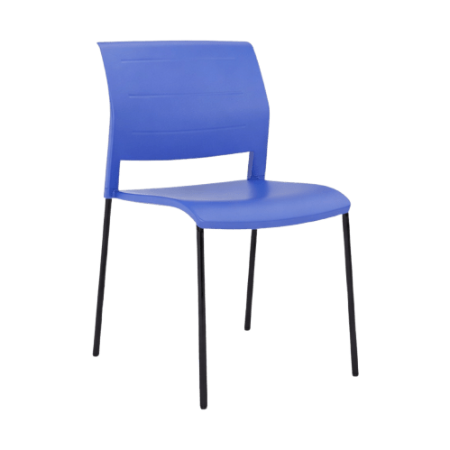 Game Chair Full Plastic Seat & Back 4 Leg Base Blue Indigo Plastic (Game) Black Metal Base