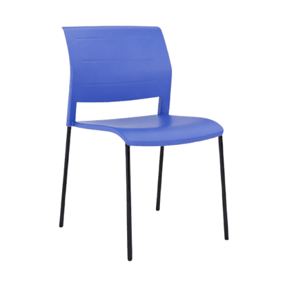 Game Chair Full Plastic Seat & Back 4 Leg Base Blue Indigo Plastic (Game) Black Metal Base