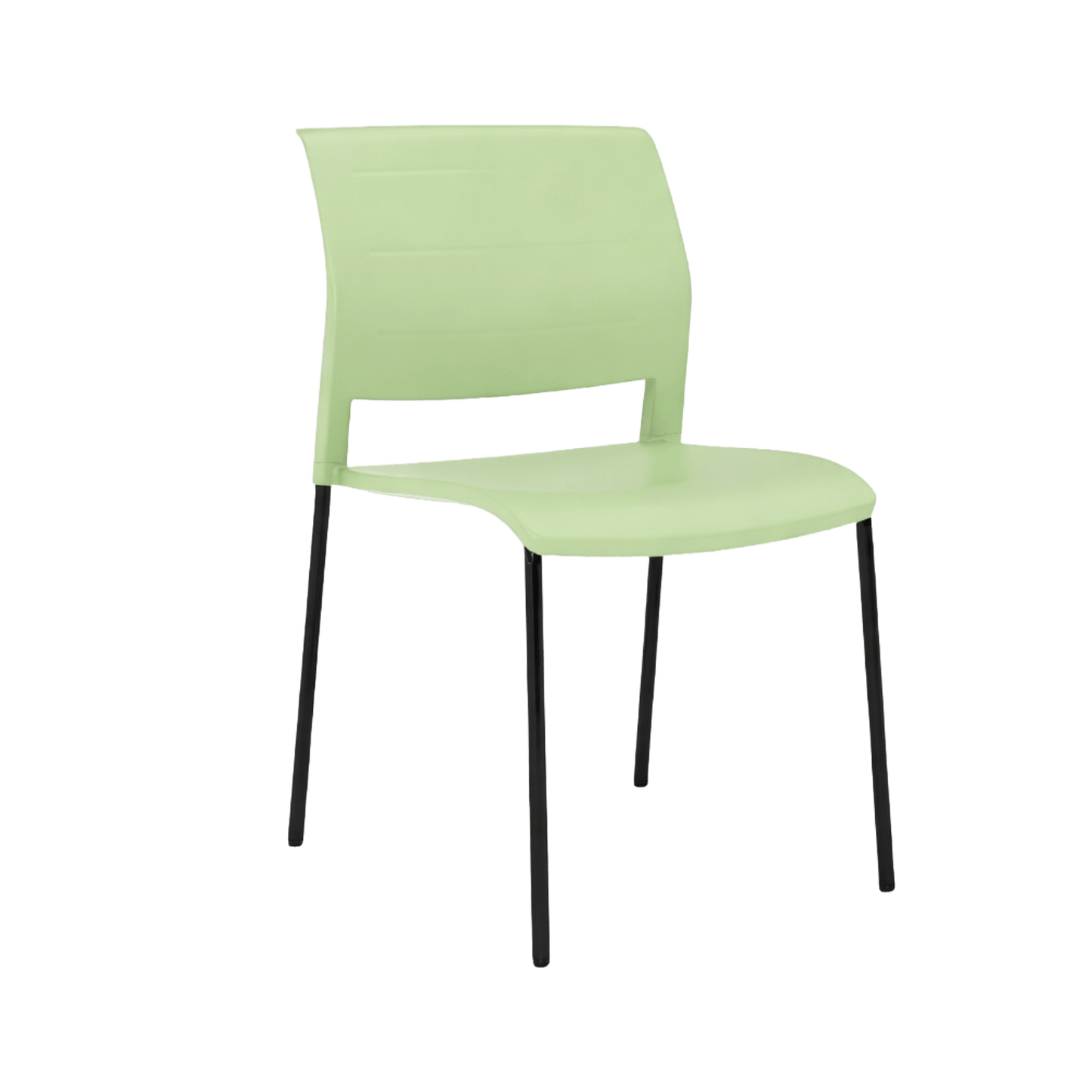 Game Chair Full Plastic Seat & Back 4 Leg Base Green Pistachio Plastic (Game) Black Metal Base