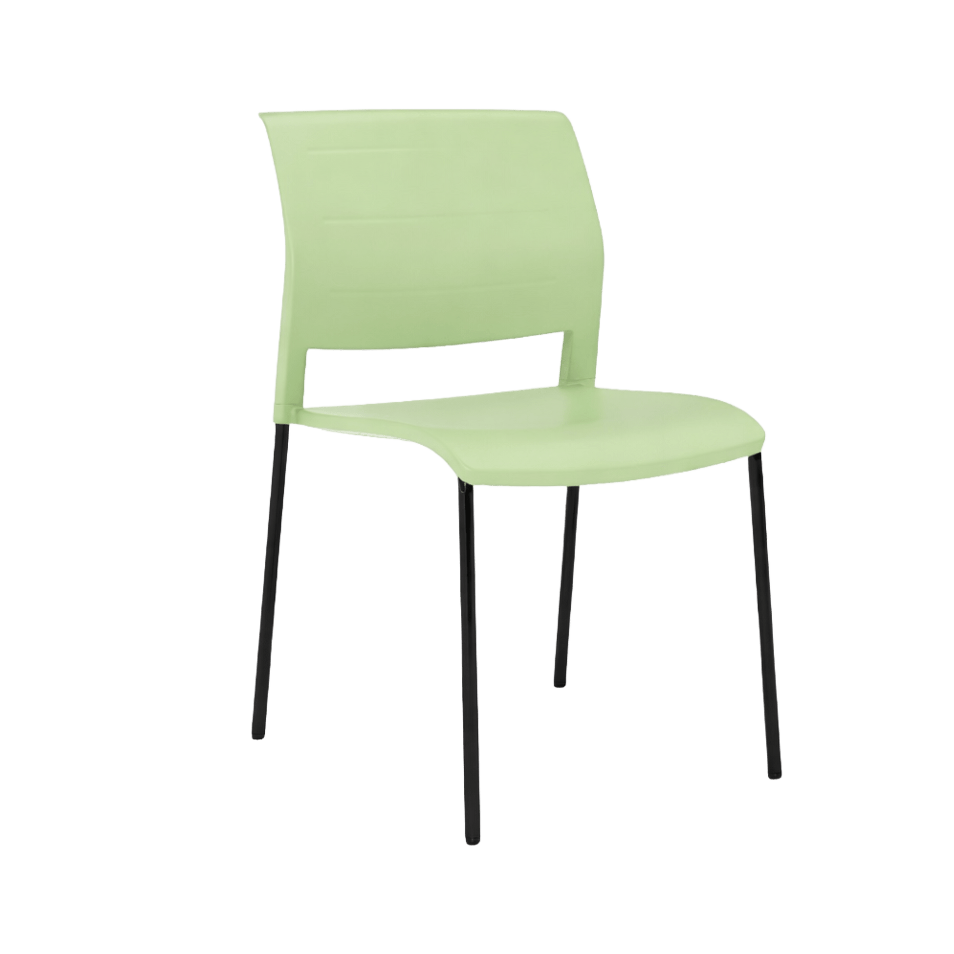 Game Chair Full Plastic Seat & Back 4 Leg Base Green Pistachio Plastic (Game) Black Metal Base