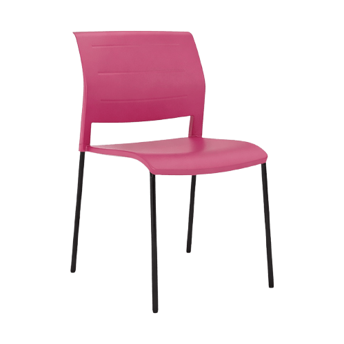 Game Chair Full Plastic Seat & Back 4 Leg Base Red Plastic (Game) Black Metal Base