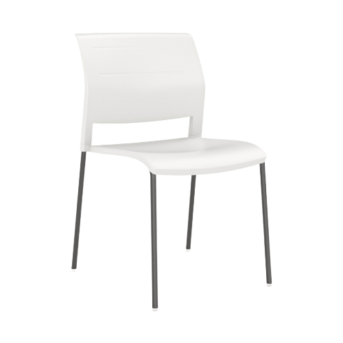 Game Chair Full Plastic Seat & Back 4 Leg Base White Plastic (Game) Black Metal Base