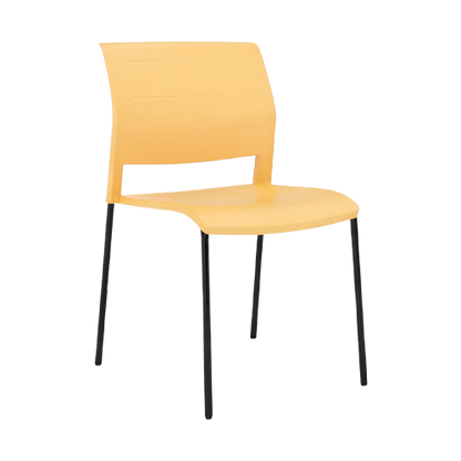 Game Chair Full Plastic Seat & Back 4 Leg Base Yellow Daffodil Plastic (Game) Black Metal Base