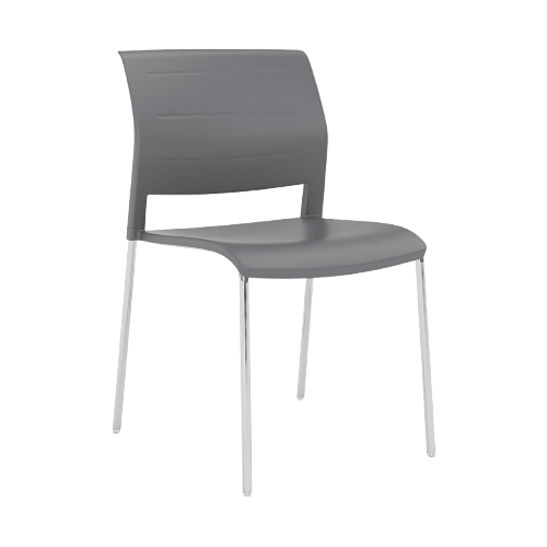 Game Chair Full Plastic Seat & Back 4 Leg Base Grey Charcoal Plastic (Game) Silver Metal Base