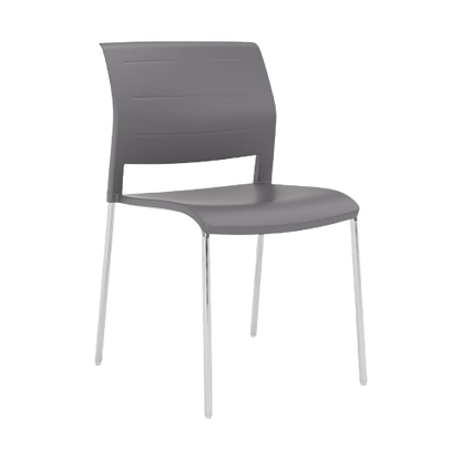 Game Chair Full Plastic Seat & Back 4 Leg Base Grey Charcoal Plastic (Game) Silver Metal Base