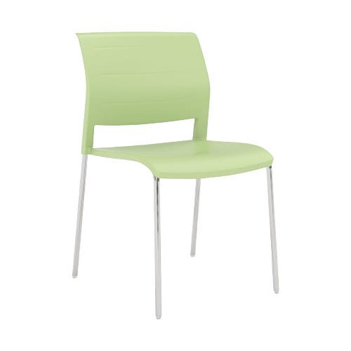 Game Chair Full Plastic Seat & Back 4 Leg Base Green Pistachio Plastic (Game) Silver Metal Base