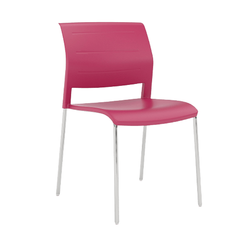Game Chair Full Plastic Seat & Back 4 Leg Base Red Plastic (Game) Silver Metal Base