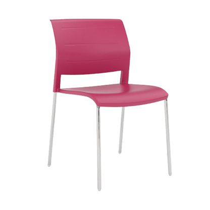 Game Chair Full Plastic Seat & Back 4 Leg Base Red Plastic (Game) Silver Metal Base