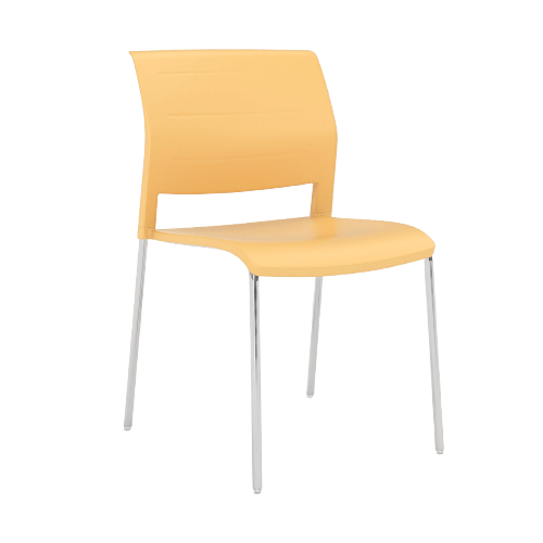 Game Chair Full Plastic Seat & Back 4 Leg Base Yellow Daffodil Plastic (Game) Silver Metal Base