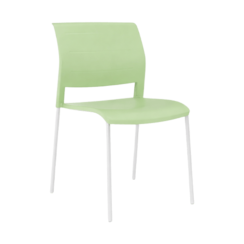 Game Chair Full Plastic Seat & Back 4 Leg Base Green Pistachio Plastic (Game) White Metal Base