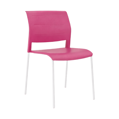 Game Chair Full Plastic Seat & Back 4 Leg Base Red Plastic (Game) White Metal Base