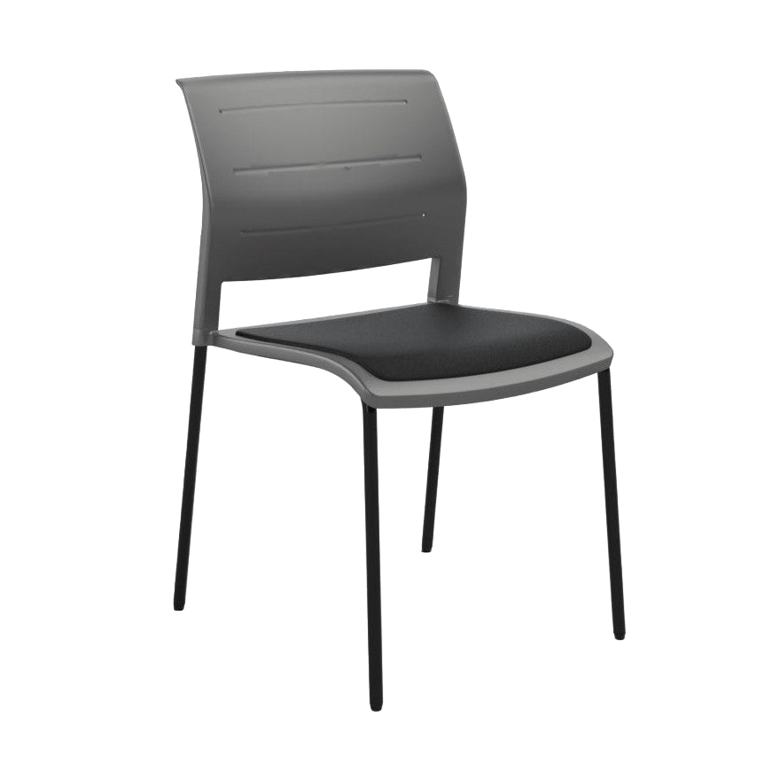 Game Chair Grey Shell with Upholstered Seat and Moulded Plastic Back 4 Leg Black Black - Office Furniture Company