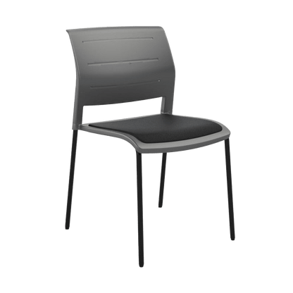 Game Chair Grey Shell with Upholstered Seat and Moulded Plastic Back 4 Leg Black Black - Office Furniture Company