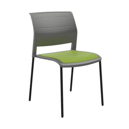 Game Chair Grey Shell with Upholstered Seat and Moulded Plastic Back 4 Leg Black Green - Office Furniture Company