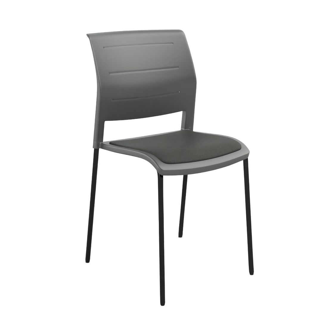 Game Chair Grey Shell with Upholstered Seat and Moulded Plastic Back 4 Leg Black Grey - Office Furniture Company