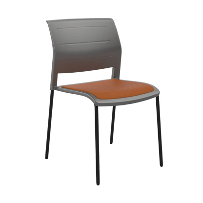 Game Chair Grey Shell with Upholstered Seat and Moulded Plastic Back 4 Leg Black Orange - Office Furniture Company
