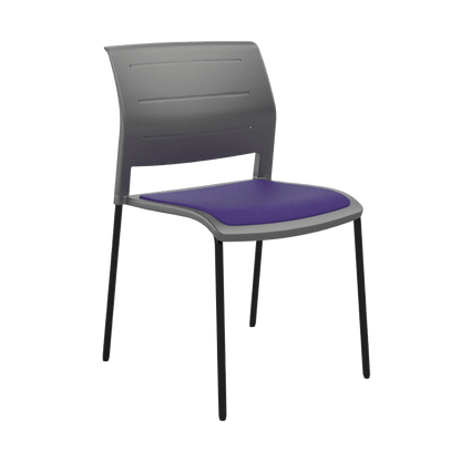 Game Chair Grey Shell with Upholstered Seat and Moulded Plastic Back 4 Leg Black Purple - Office Furniture Company