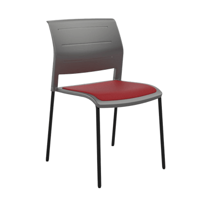 Game Chair Grey Shell with Upholstered Seat and Moulded Plastic Back 4 Leg Black Red - Office Furniture Company