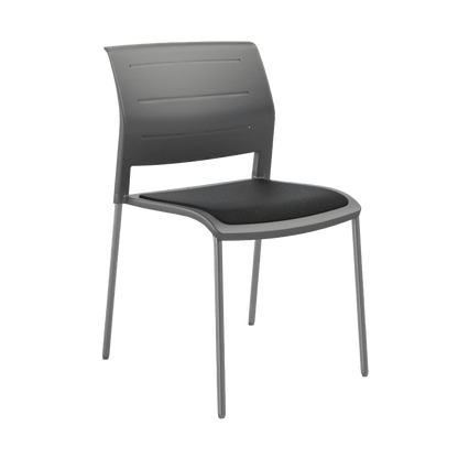 Game Chair Grey Shell with Upholstered Seat and Moulded Plastic Back 4 Leg Silver Black - Office Furniture Company