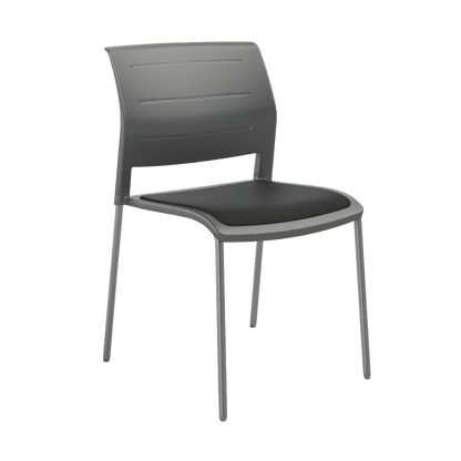 Game Chair Grey Shell with Upholstered Seat and Moulded Plastic Back 4 Leg Silver Grey - Office Furniture Company