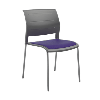Game Chair Grey Shell with Upholstered Seat and Moulded Plastic Back 4 Leg Silver Purple - Office Furniture Company