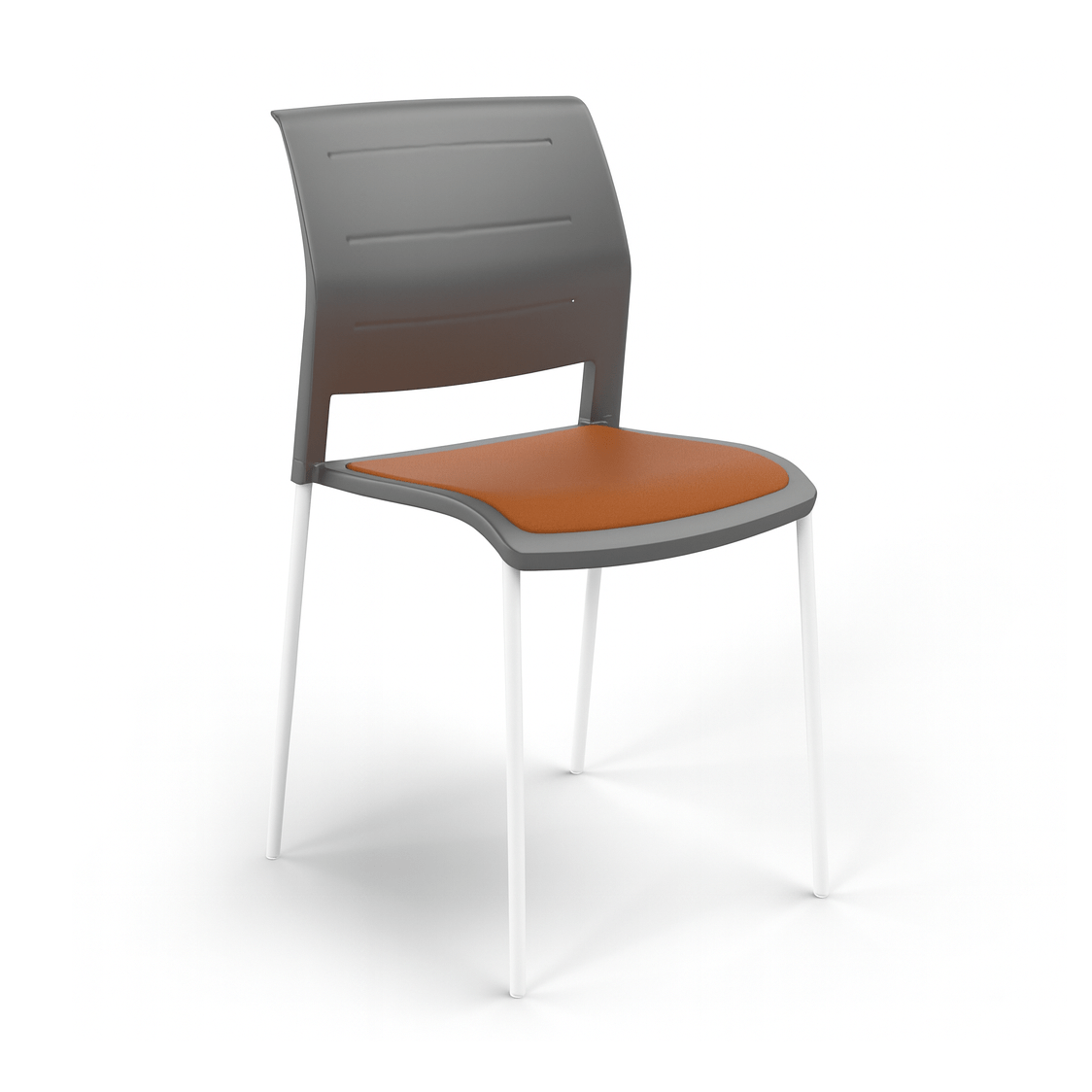Game Chair Grey Shell with Upholstered Seat and Moulded Plastic Back 4 Leg White Orange - Office Furniture Company