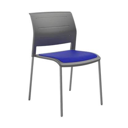 Game Chair Grey Shell with Upholstered Seat and Moulded Plastic Back Sled Base Silver Grey - Office Furniture Company