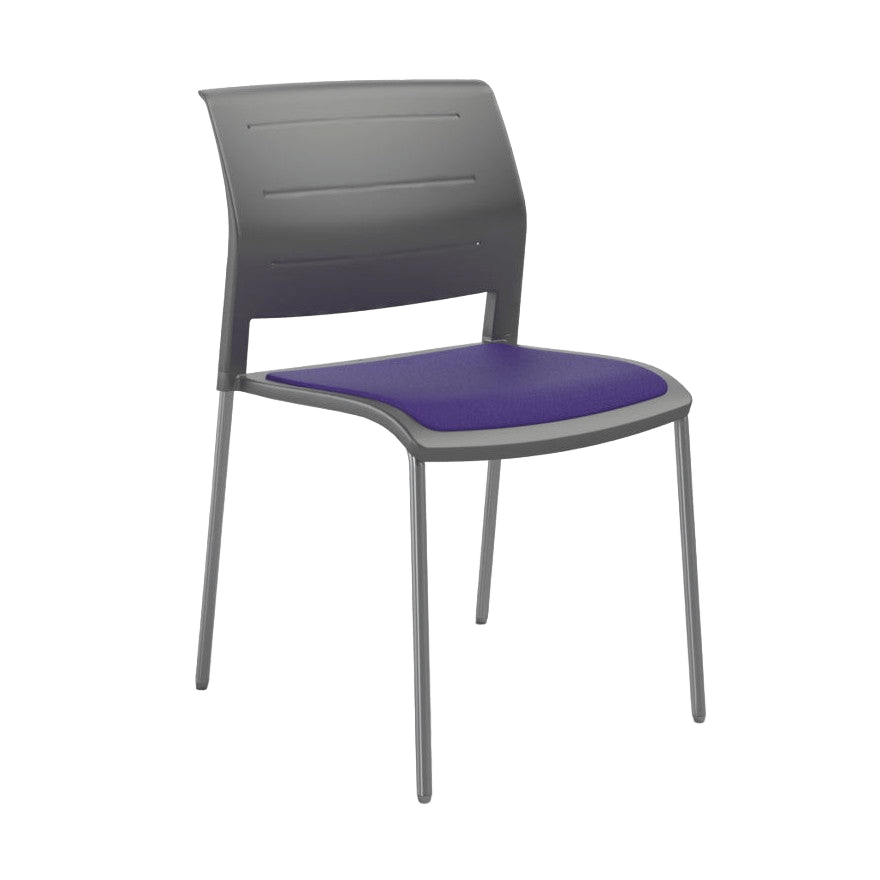 Game Chair Grey Shell with Upholstered Seat and Moulded Plastic Back Sled Base Silver Grey - Office Furniture Company