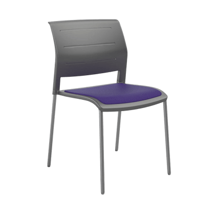 Game Chair Grey Shell with Upholstered Seat and Moulded Plastic Back Sled Base Silver Grey - Office Furniture Company