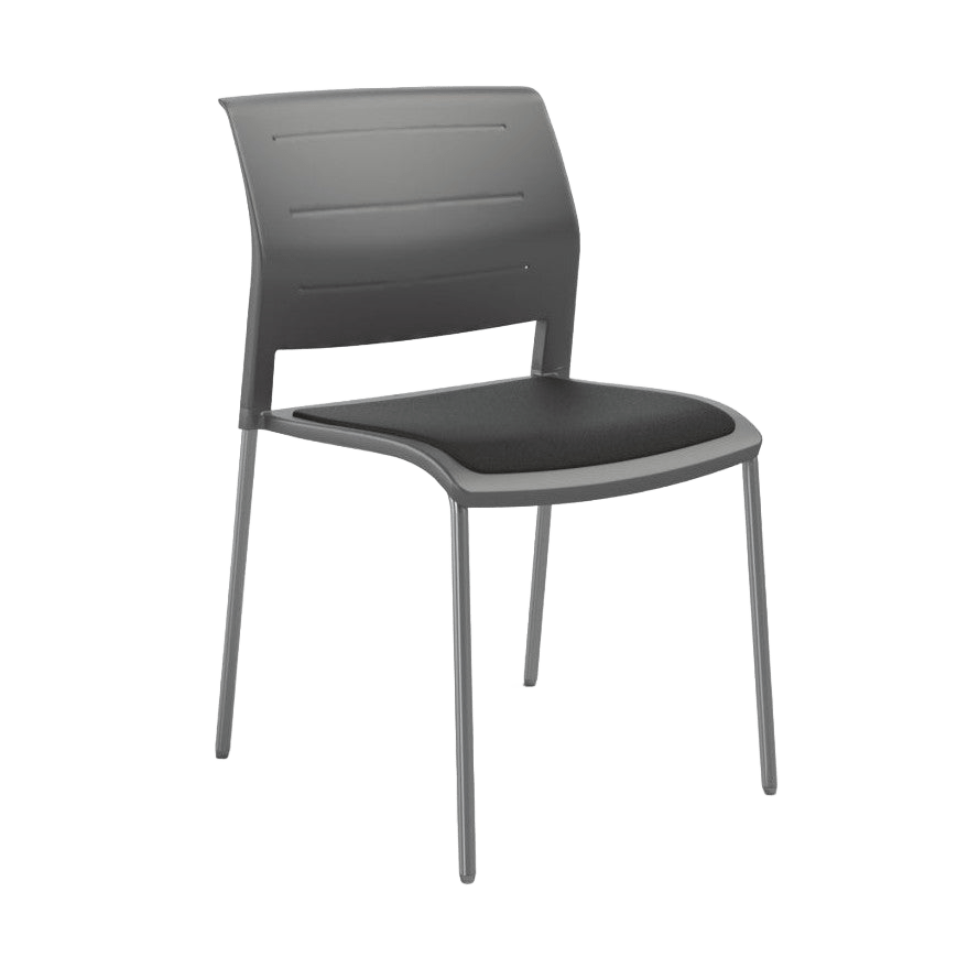 Game Chair Grey Shell with Upholstered Seat and Moulded Plastic Back Sled Base Silver Grey - Office Furniture Company