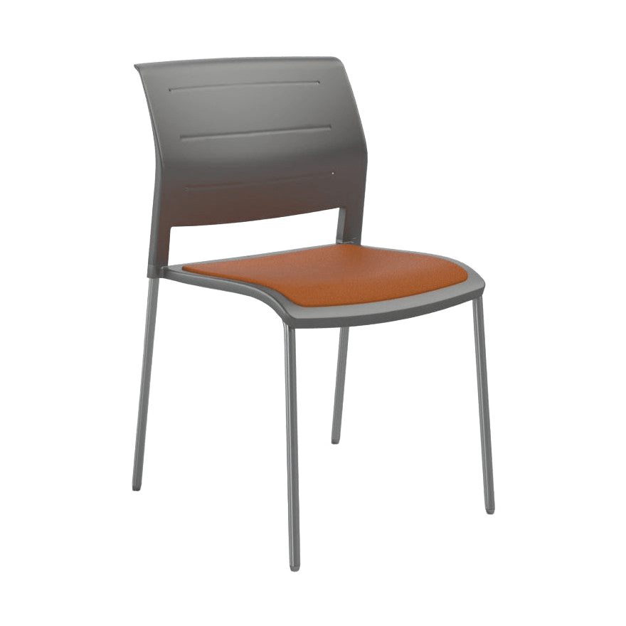 Game Chair Grey Shell with Upholstered Seat and Moulded Plastic Back Sled Base Silver Grey - Office Furniture Company