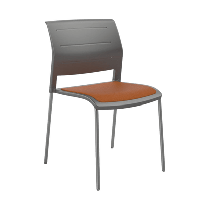 Game Chair Grey Shell with Upholstered Seat and Moulded Plastic Back Sled Base Silver Grey - Office Furniture Company