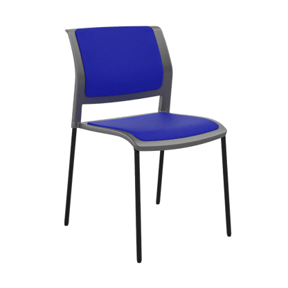 Game Chair Grey Shell with Upholstered Seat & Back 4 Leg / Black Metal Base / Blue Breathe (SB)