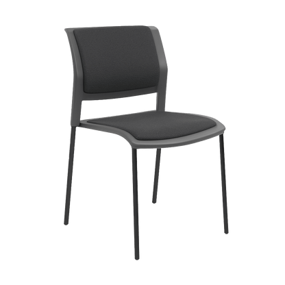Game Chair Grey Shell with Upholstered Seat & Back 4 Leg / Black Metal Base / Grey Breathe (SG)