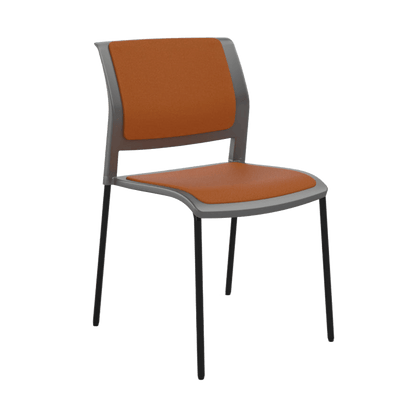 Game Chair Grey Shell with Upholstered Seat & Back 4 Leg / Black Metal Base / Orange Breathe (BRO)