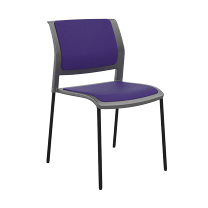 Game Chair Grey Shell with Upholstered Seat & Back 4 Leg / Black Metal Base / Purple Breathe (PL)