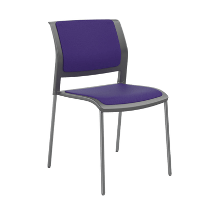 Game Chair Grey Shell with Upholstered Seat & Back 4 Leg / Chrome / Purple Breathe (PL)