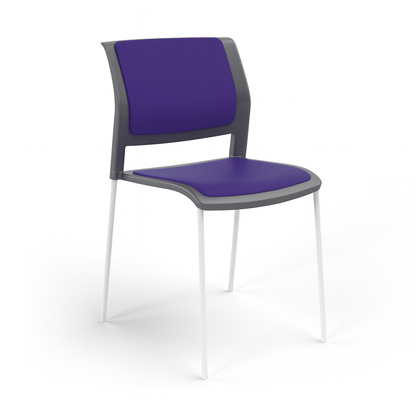Game Chair Grey Shell with Upholstered Seat & Back 4 Leg White Purple Breathe (PL)