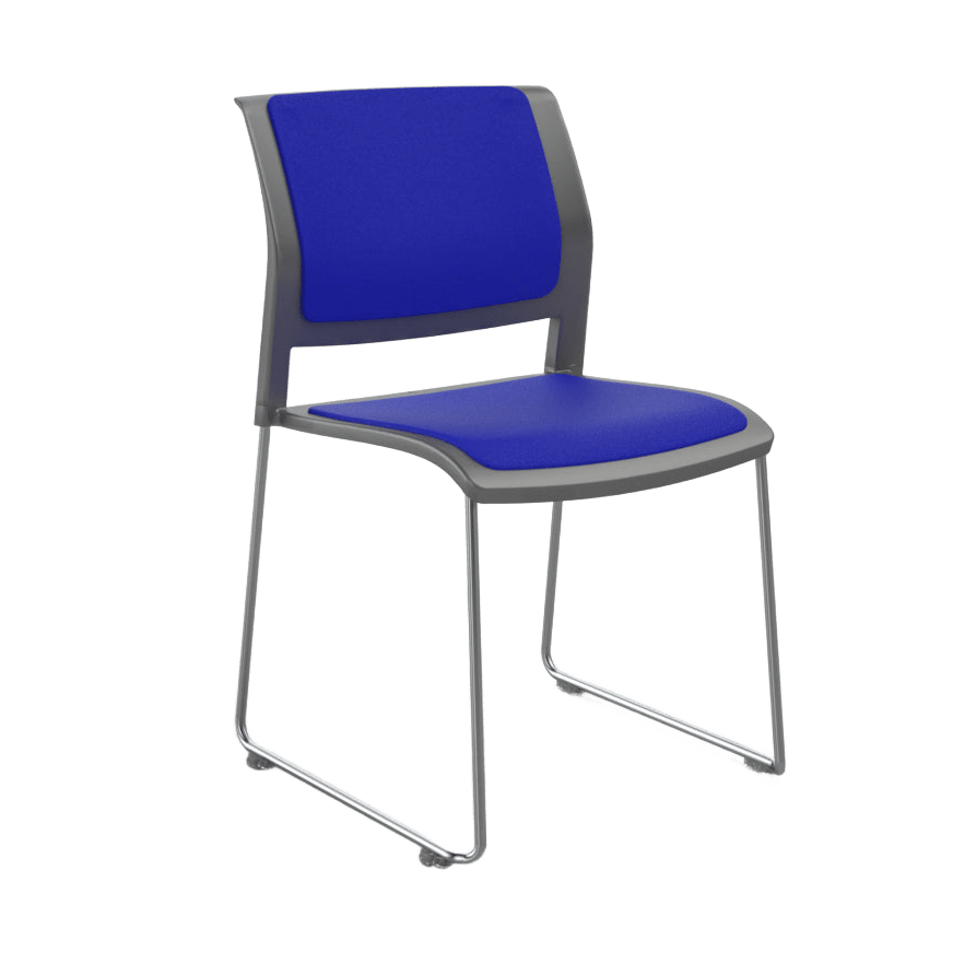 Game Chair Grey Shell with Upholstered Seat & Back