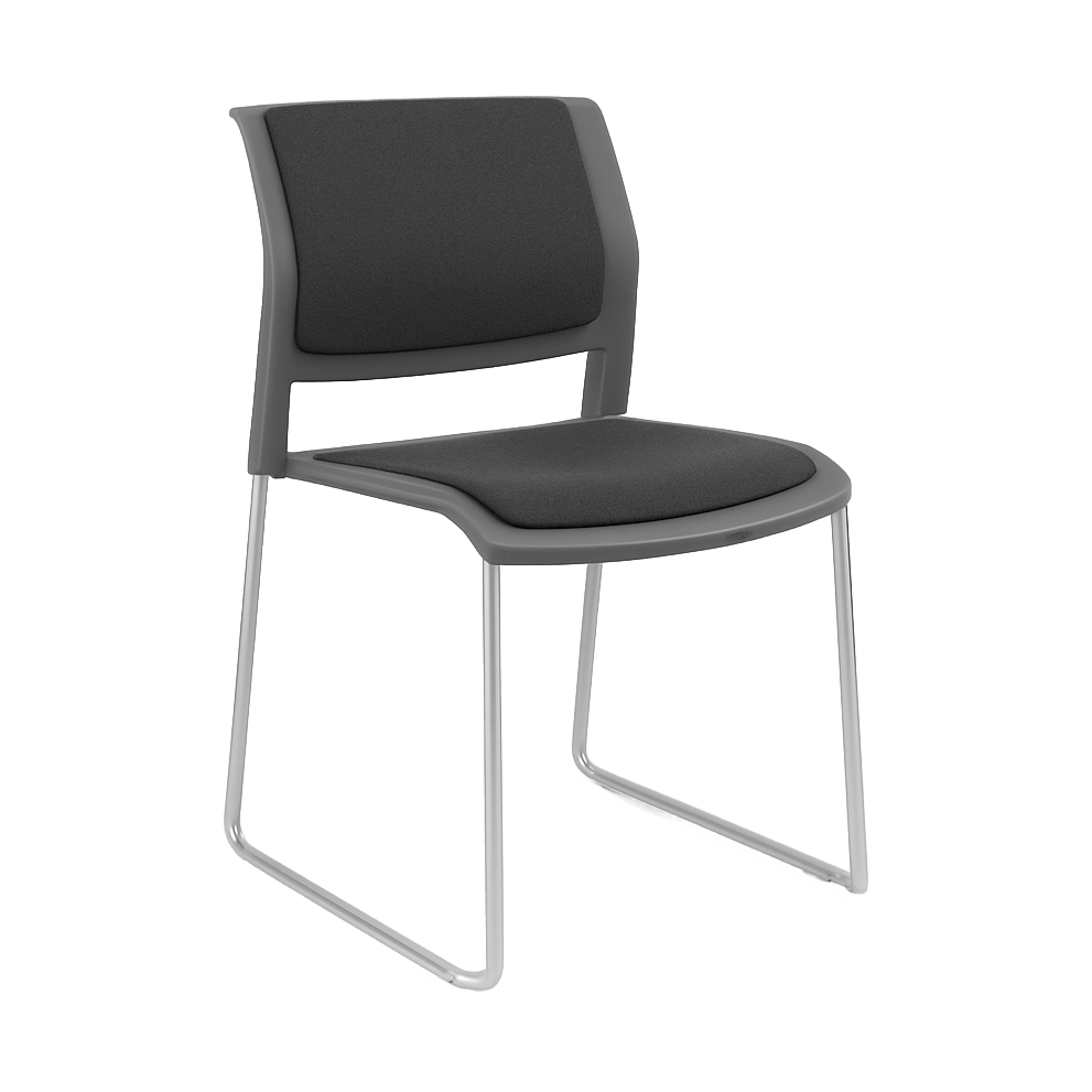 Game Chair Grey Shell with Upholstered Seat & Back