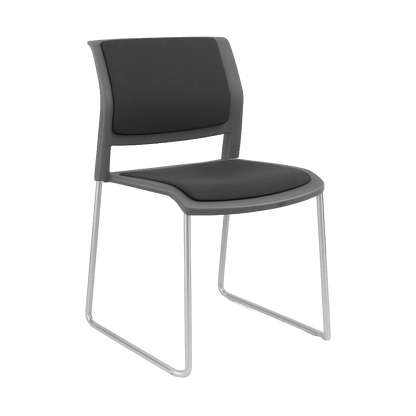 Game Chair Grey Shell with Upholstered Seat & Back
