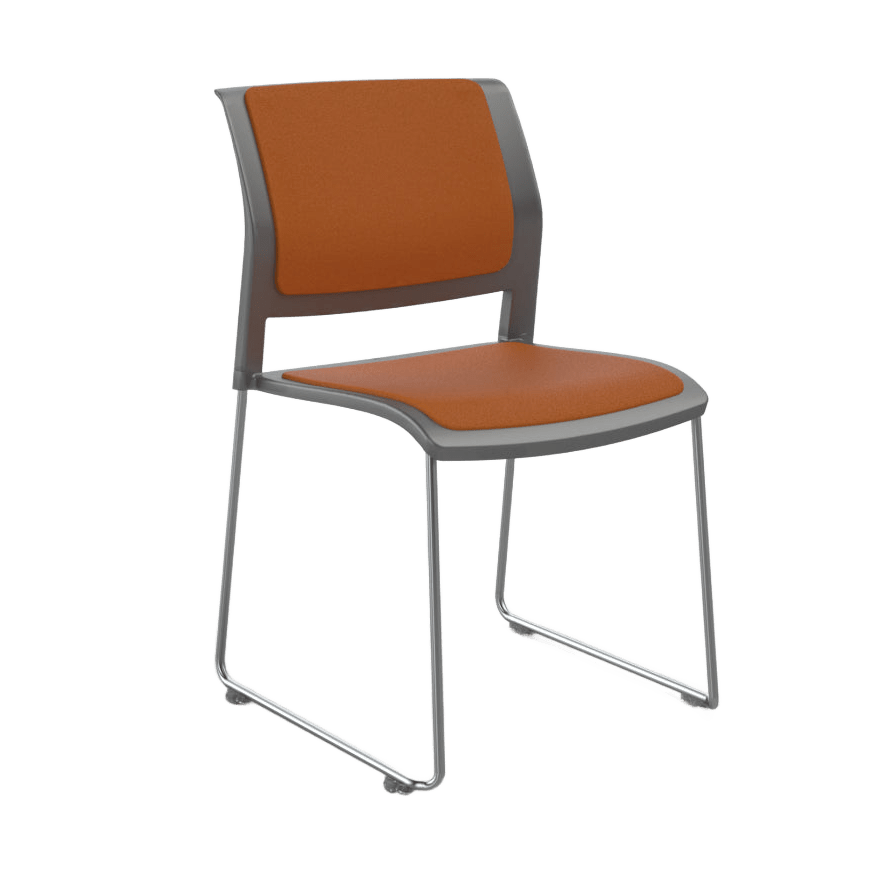 Game Chair Grey Shell with Upholstered Seat & Back